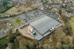 Aerial view of industrial warehouse in Shropshire